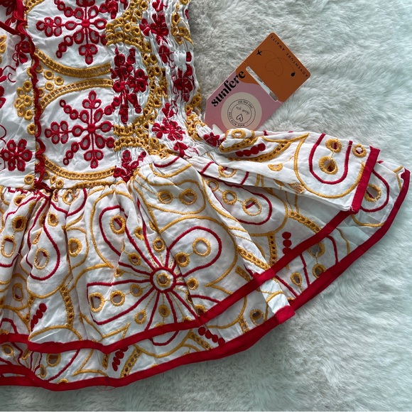 NWT Printed Embroidered Off-shoulder Mini Dress - Picture 6 of 11